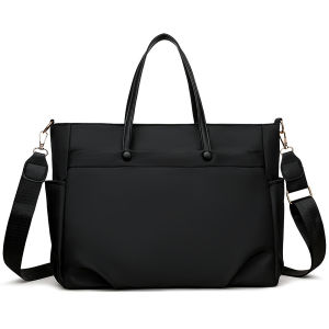 [Fast Delivery] Women Nylon Tote Handbag Large Capacity Briefcase Crossbody Bag with Adjustable Strap Solid Color for Daily Travel Work