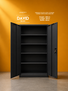 DAVID | Modern Steel Cabinet with 5 layers of Storage in Swing Steel Doors - Minimalist Steel Cabinet Heavy Duty