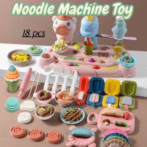 Vixplorn 18PCS Noodle Machine Ice Cream Maker Toy Set DIY Non-Toxic Plasticine Tools Set Colored Rubber Clay