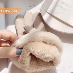 【PCWFKef】 Găng tay lông cừu lót Găng tay thời trang mùa thu mùa đông dễ thương lông ấm găng tay đầy đủ ngón tay Găng tay nữ thể thao ngoài trời