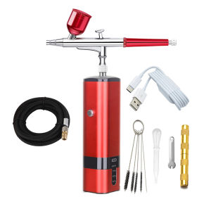 TM80S-C-131 Mini Dual Action Airbrush Kit High Psi Compressor Handhold Tattoo Cosmetics Scale Models Makeup Nail Art Design