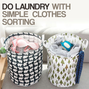 Laundry Basket Cotton Linen Foldable Laundry Hamper Waterproof Organizer Clothes Toys Large Capacity Home Storage Basket