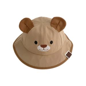 Baby Fisherman Hat Cute Bear Ear Bucket Caps Wide Brimmed Basin Hats Trend Headwear with Elastic Chin Belt