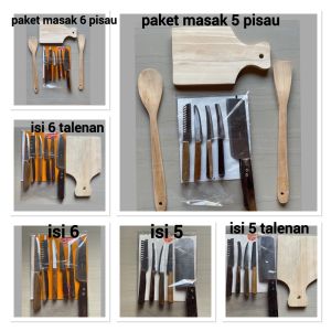 Promo pisau dapur murah 1 set isi 5 bahan stainless anti karat