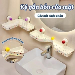 Kệ Để Đồ Gắn Bồn Rửa Mặt Đa Năng Không Khoan – Kệ Lavabo Xoay 90° Thoát Nước