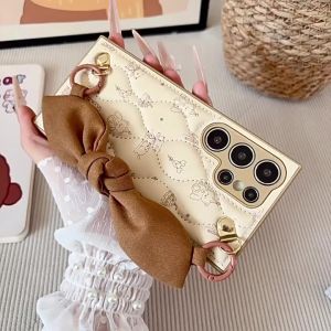 Ốp Lưng Cho Samsung S26 Ultra / S25 Ultra / S24 Ultra TPU Chỉ Nổi Dây Nơ Cầm Tay - BUM STORE GALAXY CASE