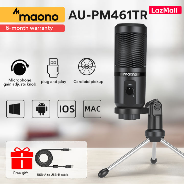 (Best Gifts)Manila Stock MAONO AU-PM461TR 192Khz 24bit USB Microphones  Condenser Recording PC Mic for Online Teaching Meeting Livestreaming Gaming  With Tripod Stand | Lazada PH