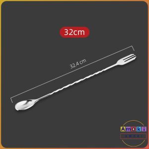 Amoki Stirrer Spoon Cocktail Stirring Spoon Milk Tea Juice Stirrer Coffee Stirrers Stainless Mixing