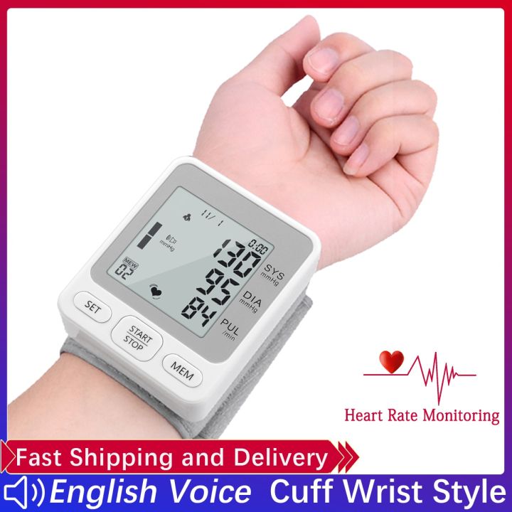 Portable Wrist Blood Pressure Monitor Voice Automatic Digital ...