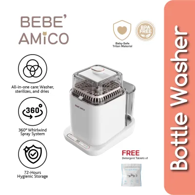 Bebe Amico Smart 4-in-1 Bottle Washer (Milk Bottle Washing Machine) | Included 1 Pack Detergent Tablet