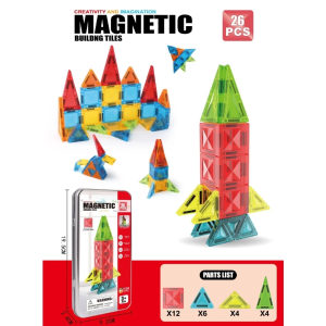 [SG Local Stock]Development Colourful Mini Magnetic Tiles Set 26/ 36/42/56pcs Building Tiles with Travel Tin Case