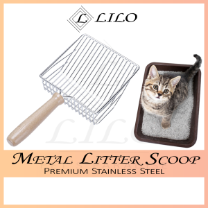 Penyodok Besar Pasair Kucing Besi Cat Litter Scoop Metal Shovel Sand Large Size Stainless Steel with Wood Handle - LILO