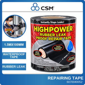 HighPower Rubber Leak Proof Repair Tape Black 4in x 5ft Waterproof Sealing Tape