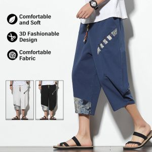 COD Mens Cotton Linen Cropped Pants Gorich