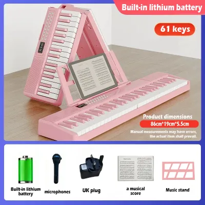 61 Keys Foldable Piano Keyboard Portable Digital Piano with No Crosstalk Built-in Speaker & Sheet Stand Bluetooth MIDI Synchronous Teaching for Beginners & Kids