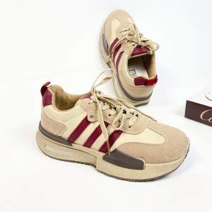 0396 Sneakers Wanita Sporty Mesh Hitam/Abu-Abu Import dengan Motif Stripe - Bisa COD