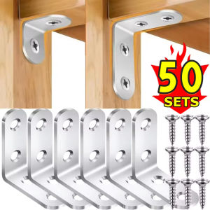 【COD 】50Pcs Stainless Steel 90 Degree Angle Bracket Corner Brackets Joint Bracket Fastener Furniture