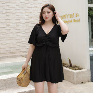 New large one-piece skirt style flat angle swimsuit womens spa conservative swimsuit