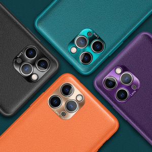 Leather Skin Case For iPhone 11 12 13 14 Pro Max 14 Plus Case True Leather Metal Lens Protective Case For iPhone 7 8 Plus SE 2020 Xs Max XR Case Luxury Shockproof Protective Cover