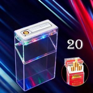 TOP CLASS กล่องเก็บบุหรี ไฟแช็คไฟฟ้า FOCUS กล่องใส่บุหรี 2 IN 1 อลูมิเนียมทนทาน 20 มวน พร้อมไฟในตัว USB Charger Aluminium Cigarettes Holder Box FOCUS 2558 3183