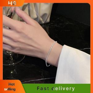 HB 1 2PCS New Fashion Silver Colour Sparkling Bracelet Exquisite Simple Women Adjustable Bracelet Bangle Fine Fashion Jewelry Accessories
