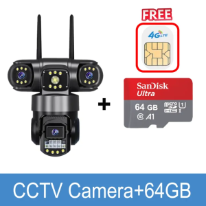 Hikvision Three-Lens 4G SIM CCTV Camera Wifi Connect 360 With Audio and Speaker Smart IP Security Camera Outdoor Waterproof Auto Tracking Night Vision Alarm Surveillance