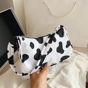 【New Arrival】Cow Milk Printed Women Handbag Totes Female Casual Underarm Shoulder Bags
