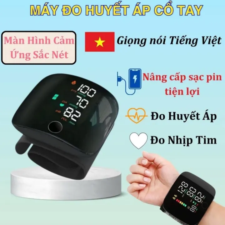 Máy Đo Huyết Áp Cổ Tay Điện Tử Thông Minh | Đo Nhịp Tim Chính Xác Giọng Nói Tiếng Việt Sạc USB