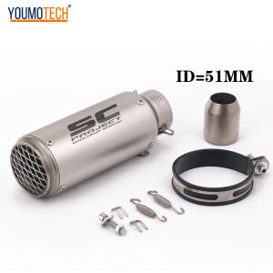 51มม. / 60มม. / 63มม.ไอเสียรถจักรยานยนต์ทั่วไปท่อหางSCโครงการถังเหล็กกล้าไร้สนิมคาร์บอนไฟเบอร์2นิ้ว/2.35นิ้ว/2.5นิ้ว