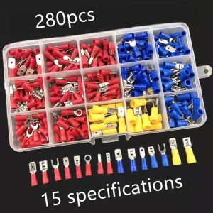 280 PCs insulated wire crimp terminal blocks brass fish tail pliers (authentic) crimp terminals electrical wire connector kit set