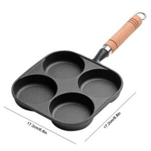 Omelet Pan for Bacon Pancake Burger Egg Ham Maker Wooden Handle Frying Pot Cook
