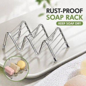Soap Rack Stainless Steel Bathroom Kitchen Countertop Soap Holder with Tray Drain Organizer