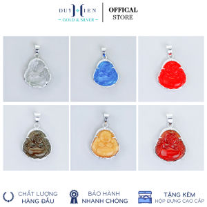 Mặt Dây Chuyền Bạc Duy Hiển Hình Tượng Phật Di Lặc Đá Phong Thủy Trong Suốt Nhiều Màu Sắc