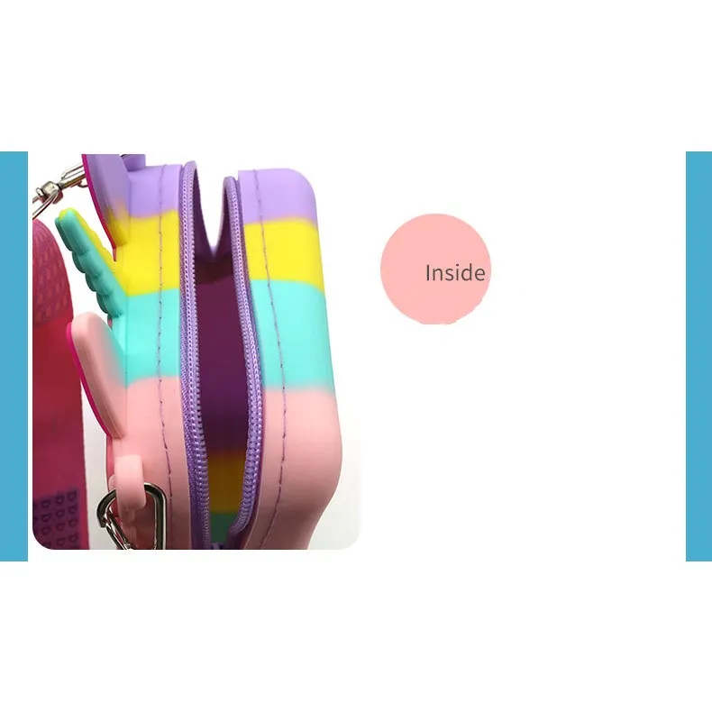 Rainbow Unicorn Pop It Bag Fidget Toys Coin Purse Silicone Decompression  Bubble Toy Bag Kid Messenger Bag