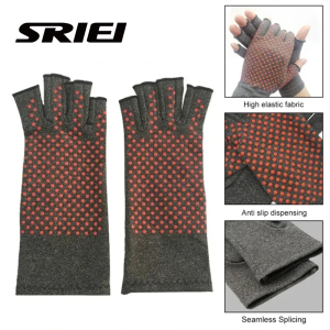 【Local Stock】SRIEI 1 Pair Arthritis Compression Gloves Breathable Non-slip Fingerless Glove Fitness Gloves Health Care Gloves for Rheumatoid & Osteoarthritis Pain Relief