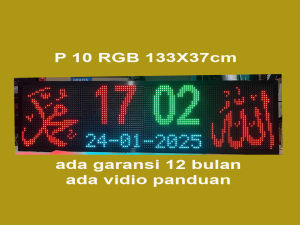 JAM SHOLAT DIGITAL MASJID JWS003X2/004X2 RGB P10 100X37 DAN 133X37cm cantik mewah berkelas hiq qwality