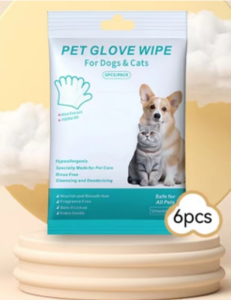 HACIKO 1Pack isi 6pcs Sarung Tangan Sekali Pakai Kucing Pet Dry Cleaning Sarung Tangan Pembersih Anjing Tisu Basah Mandi Pembersihan Pijat Perlengkapan Pembersih Hewan Peliharaan/Pet Care Wet Gloves/Pet wipes