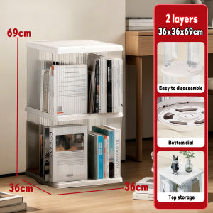 【MOHO】 READY STOCK Rotating Bookshelf Rak Buku Acrylic Floor Standing Books Storage Rack Display Rack 书架