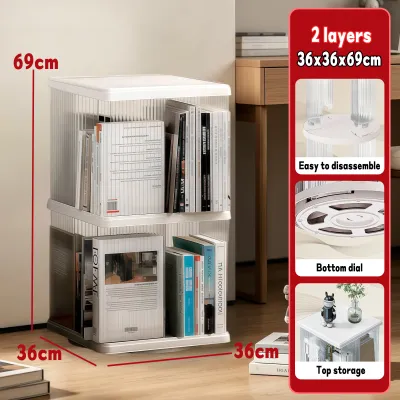 【MOHO】 READY STOCK Rotating Bookshelf Rak Buku Acrylic Floor Standing Books Storage Rack Display Rack 书架