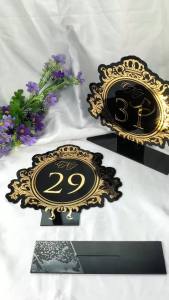 Luxury Black Acrylic Gold Foiling Table Number Card with Stand Different Numbers Offered