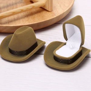 Hmeme Cowboy hat hình dạng nhung hiển thị Hộp quà tặng trang sức trường hợp cho vòng cổ bông tai vòng