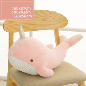 JOJO CASTLE Pink Plushies Narwhals Stuffed Toy Pillow Soft Lovely Sea Anime Dolphin Stuffed Doll Bed Sleeping Large Plush Toys Birthday Gifts