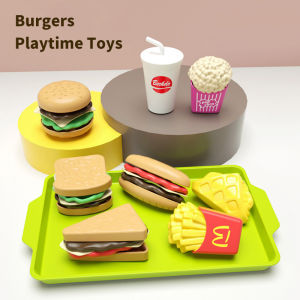 【Local Delivery】Childrens Play House Toy Mini Hamburger Fries Western Food Kitchen Set Simulation Food Toys Model for Kids Boys and Girls Gifts