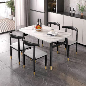 (1 Set) Table and Chairs Combination 1 Table 4/6 Chairs Restaurant Home Type Dining Table - 120*60CM