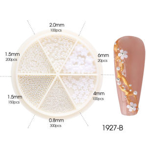 Mini Lima Kelopak Bunga Paku Seni Ornamen Dekorasi Kuku Tiga Dimensi DIY Mutiara Imitasi 3D Kuku Seni Pesona Manik-manik Dekorasi Nail Art