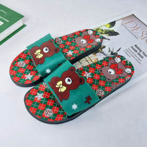 Azgalery SPT-43 / Sandal Selop Datar Wanita Motif Teddy Bear Bahan PVC Kasut Perempuan Kasual Trendy Kekinian Anti Selip Dan Nyaman / COD