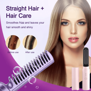 Wireless Negative Ion Hair Straightener Comb 2-in-1hair Straightener Comb Hair Brush Hair Curler Portable Professional Electric Cordless Straightener