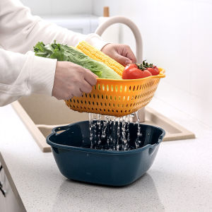 Multi-Functional Kitchen Drain Basket Six-Piece Set Plastic Vegetable Basket Fruit Double-Layer Vegetable Basket Vegetable Basket