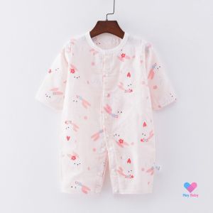 BU บอดี้สูทเด็ก 0-6 เดือน ผ้ามัสลิน โปร่งใส่สบาย เหมาะกับอากาศร้อน ชุดเด็กแรกเกิด เสื้อผ้าเด็ก เตรียมคลอด newborn ชุดมัสลิน AS259