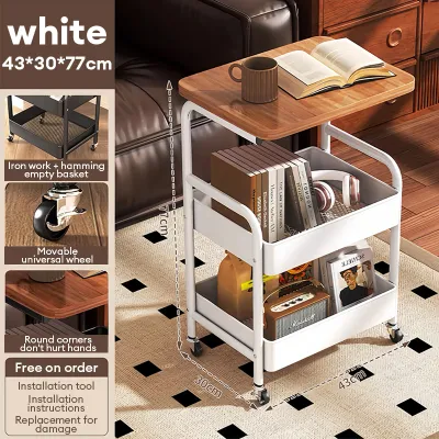 Kuga Metal trolley Bedside storage rack Mobile trolley Home floor bedside coffee table table suitable for home